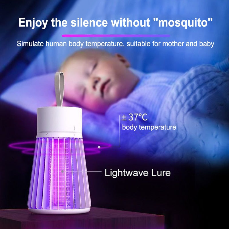 Mais recente lâmpada mata-mosquitos de recarga USB sem radiação, repelente de mosquitos, mudo, eliminador de armadilha elétrica para insetos, iluminação interna